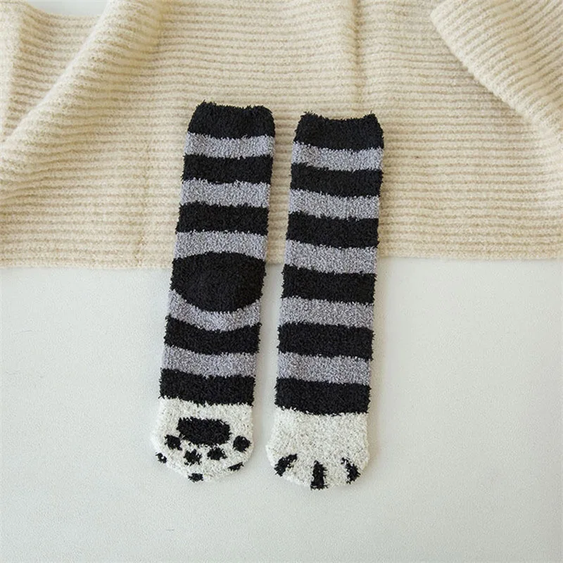 Fashion Womens Cats Paw Stripe 3d Socks Cute Funny Thick Girls Cartoon Animal Fingers Sock Hosiery Toe Zebra/Tiger/Cat Foot Sox