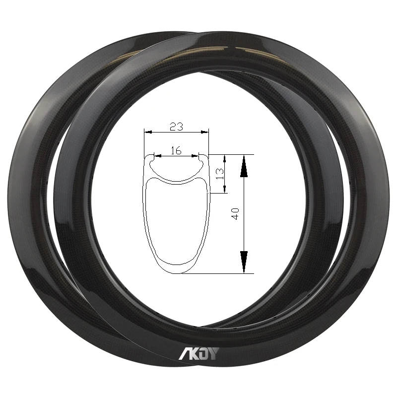 

Carbon Wheels 17 Inch Rims 40mm High Disc Brake / C Brake Clincher 17" 369 Carbon Rim for Foldable Bike
