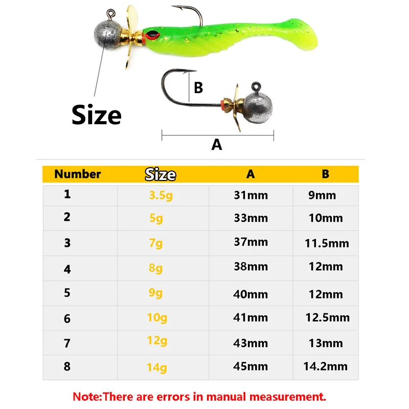 2 PSC Airscrew hooks 3.5g 5g 7g 8g 9g 10g 12g 14g Head Propeller Single Hook Jig Bait Fishing Hooks For Soft Lure Fishing Tackle
