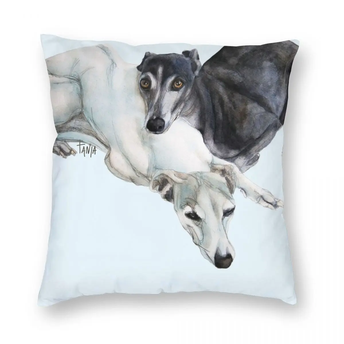 Whippet Art Lean On Me Pillowcase Polyester Linen Velvet Printed Zip Decor Throw Pillow Case Bed Cushion Cover