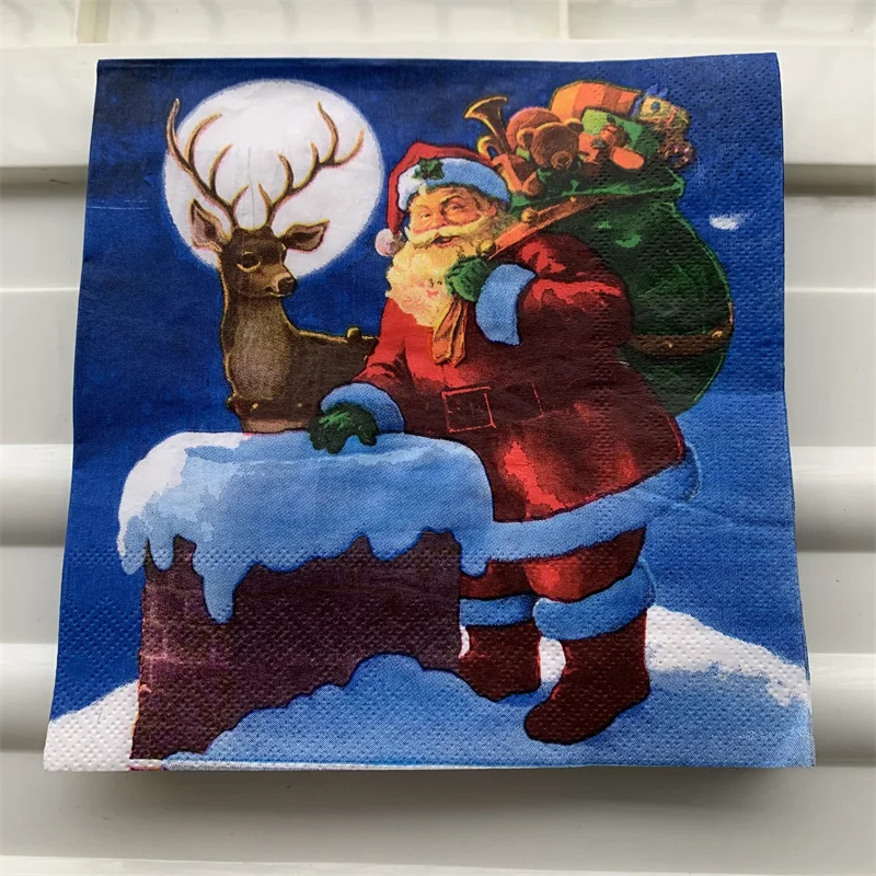 Christmas napkins paper elegant tissue Xmas Santa kids tree snow man handkerchief decoupage wedding birthday party cute decor 20