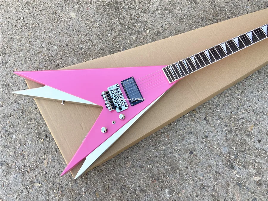 High quality Dual Dovetail Pink Dual Color Dual Swing Electric Guitars can be customized for free shipping