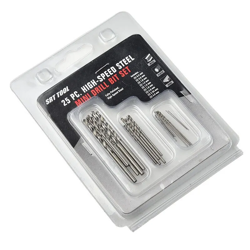 25 Buah Hss Micro Twist Drill Bit Set 0.5Mm ~ 3Mm High Speed Steel Pcb Mini Drill Jewelry Tools