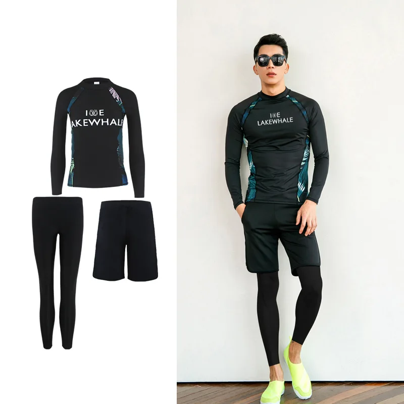 Men/Women\'s Long Sleeve Rash Guard Swimwear Panties, Surfing Suit, High Neck Swimsuit, Diving Shirt, Bathing Suits, 3-4 Pieces