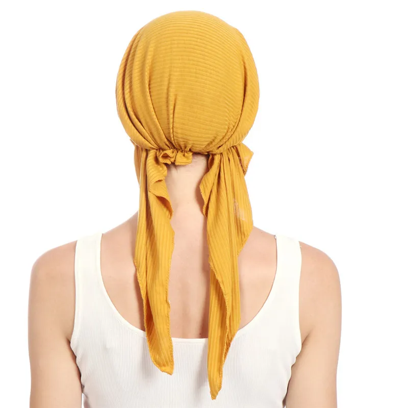 Gorro de algodón elástico para mujer, bufanda de color sólido para la cabeza, turbante musulmán, Hijab interno, turbante femenino