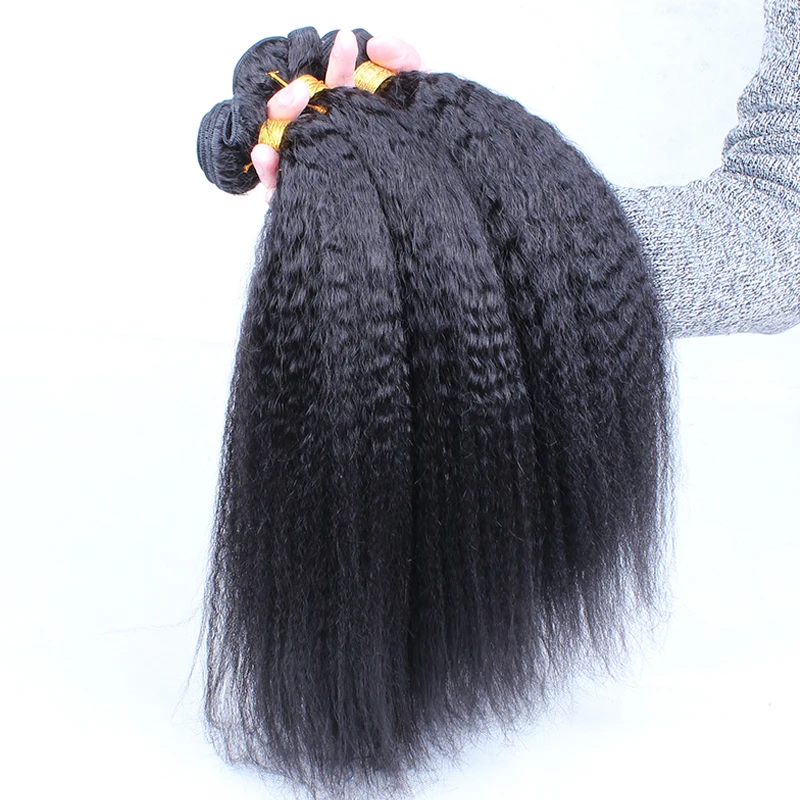 Kinky Straight Hair Brazilian Hair Weave Bundles Natural Color Coarse Yaki Human Remy Hair Extension Dolago 2 Or 3 Bundles