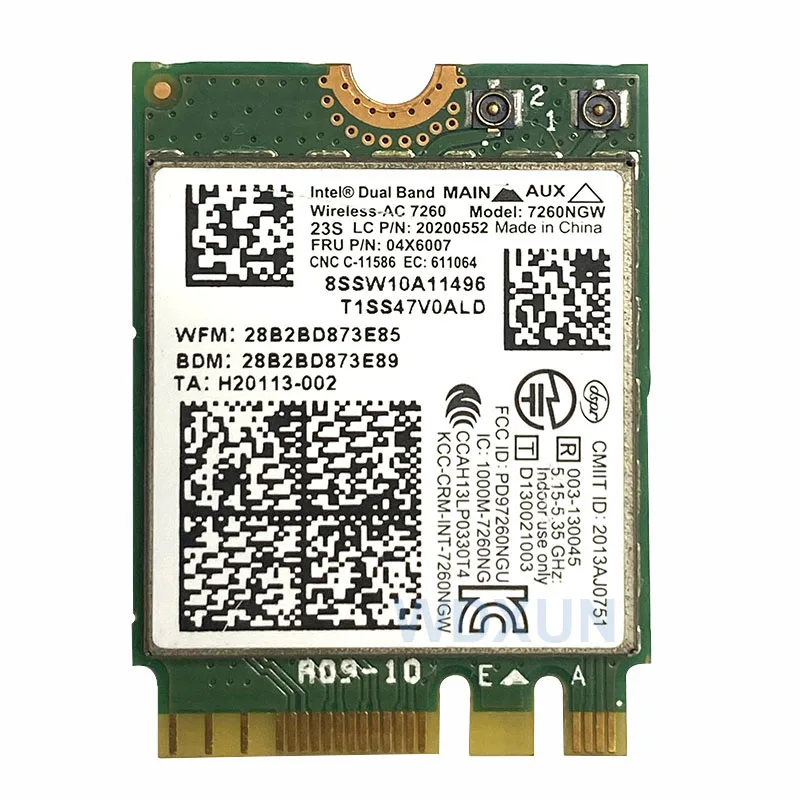 R Intel 7260NGW 7260ac 2.4/5G BT4.0 FRU 04X6007 M2 NGFF Không Dây WLAN Mạng Fo Thinkpad X1 x250 X240 X230s T440 W540