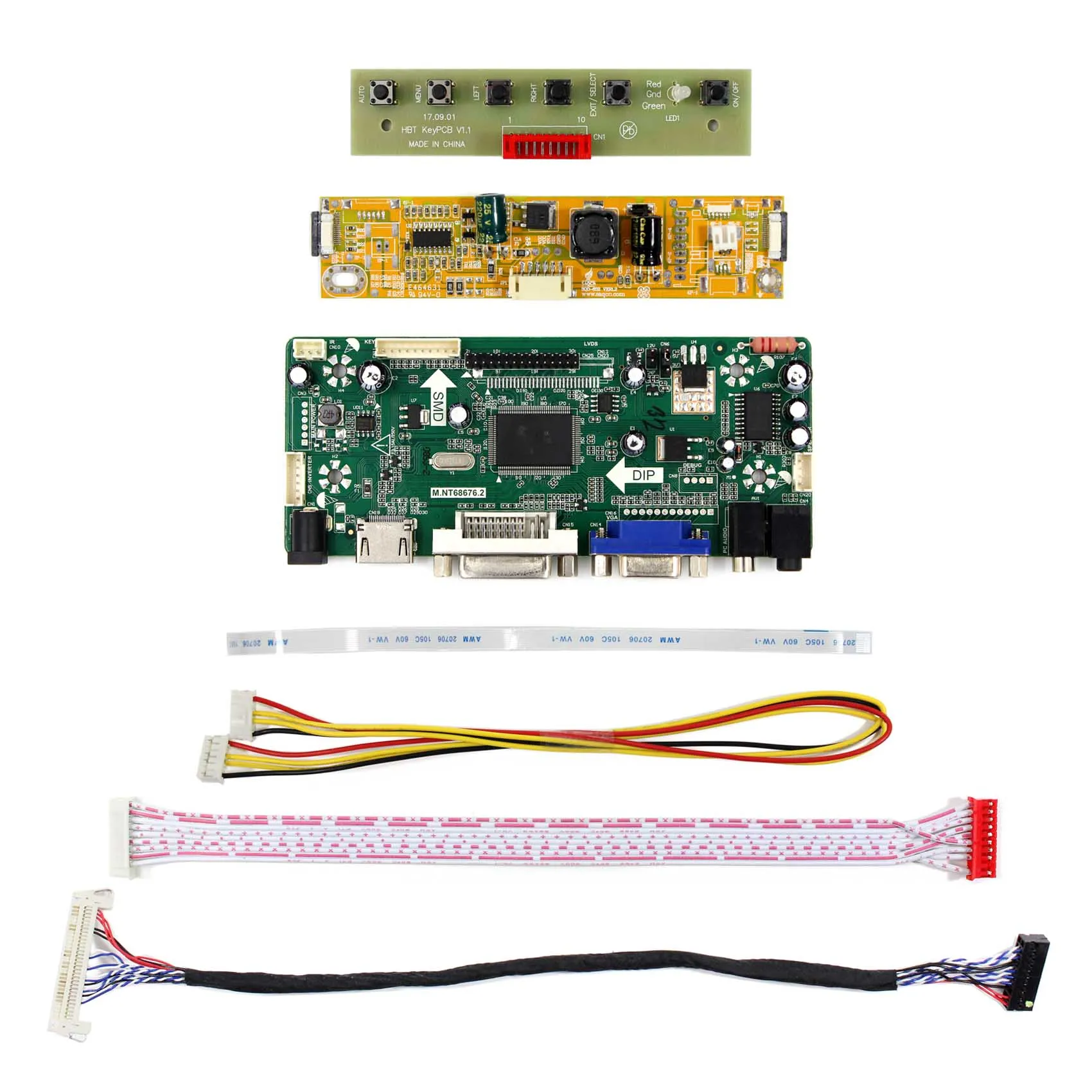 HD MI VGA DVI LCD Controller Board M.NT68676 Compatible Work With 18.5inch 1366X768 LM185WH2-TLA1