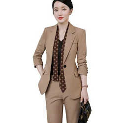 New Arrival Elegant Black Khaki Pant Suit Women Female Business Formal 2 Piece Set Blazer And Trouser For Office Ladies Work