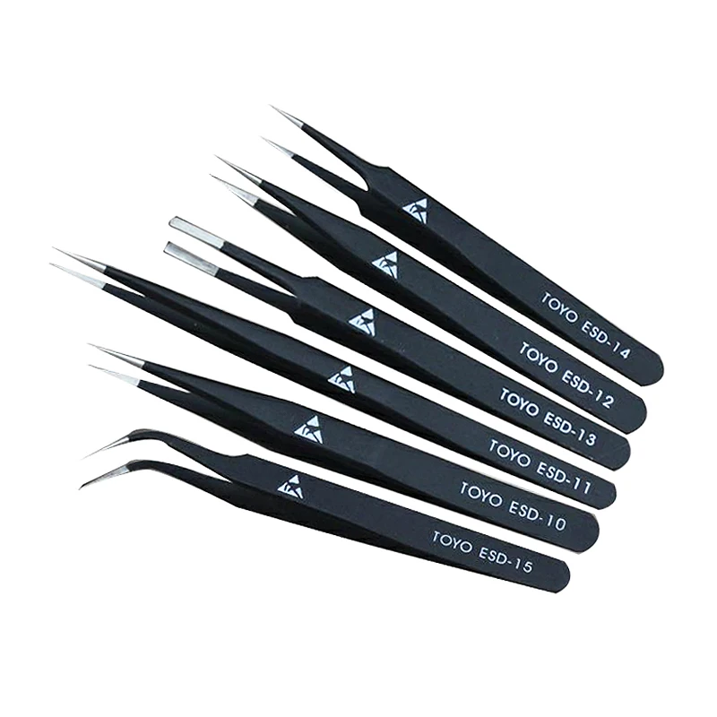 6pcs/set TOYO BGA Antistatic Tweezers ESD-10 to ESD-15 BGA Repair Tool