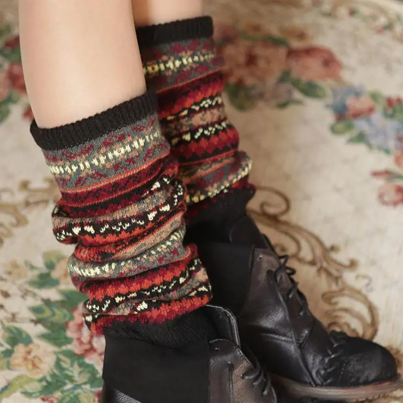 2024 New Winter And Autumn Leg Warmers Bohemia Fashion Knee Pad Warmth Anti-arthritis Boot Cuffs