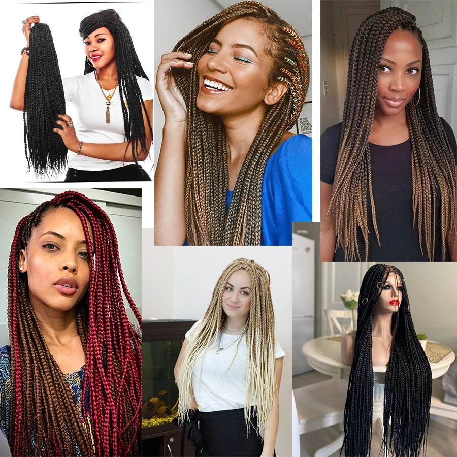 12 16 20 24 30inch Synthetic Boxing Braids Box Crochet Hair Extension Three-ply Braiding Hair For African Dirty Braid Women