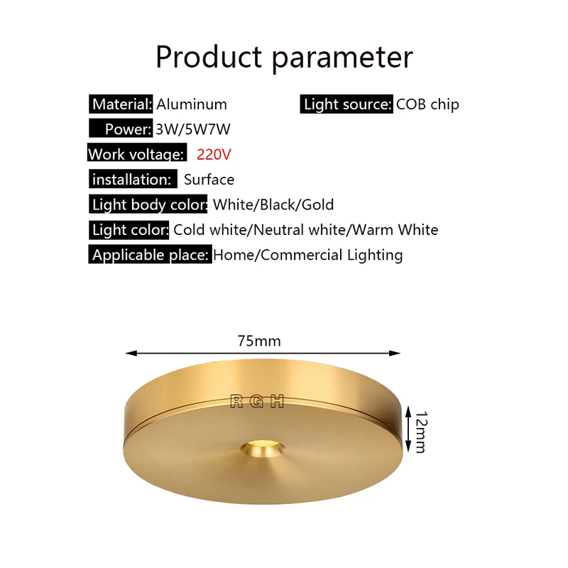 LED Downlight Mini Surface Mounted 220V 240V 3W 5W 7W Panel Spot Light Ultra thin Indoor Lighting Home Kitchen Cabinet Lamp