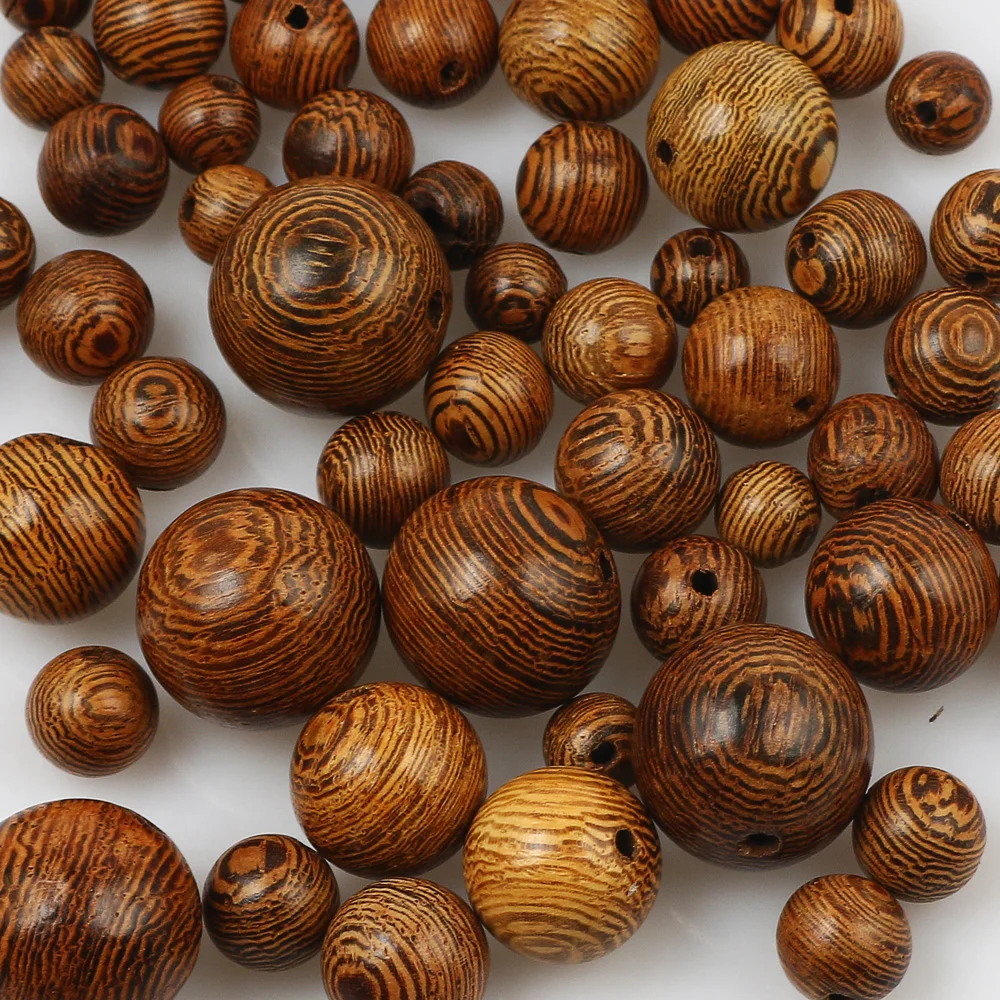 6/8/10/12/15mm Natural Wenge Wooden Beads Round Balls Wood Spacer Beads For Jewelry Making Diy Necklace Bracelet Supplies