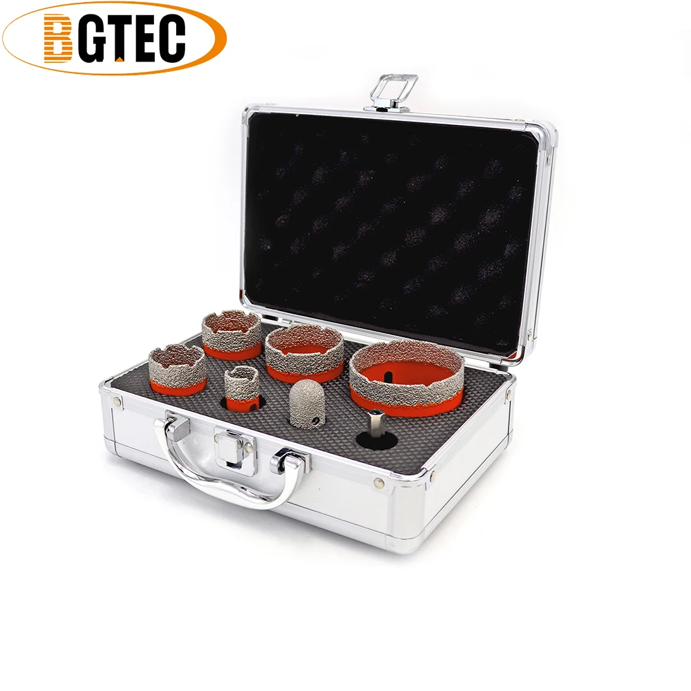 

BGTEC 1set M14 20/35/40/50/68/F20/HEXVacuum Brazed Diamond Drill Core Bits With Box Hole Saw Granite Marble Ceramic Finger Bit