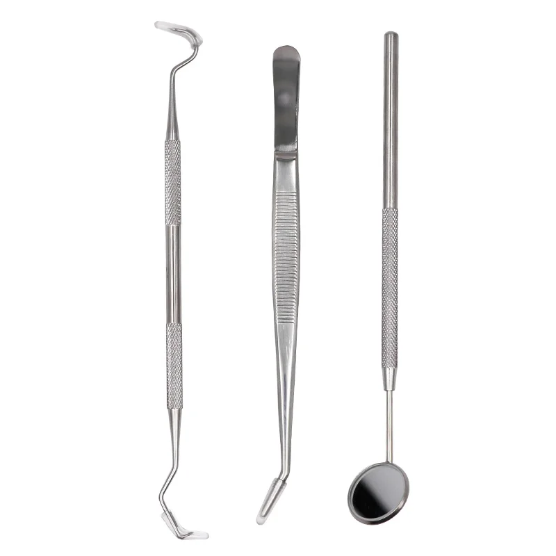 

3PCS/Set Dental Cleaning Tool Set Stainless Steel Oral Dental Mouth Mirror Tweezers Probe Dentist Instrument Oral Care Set