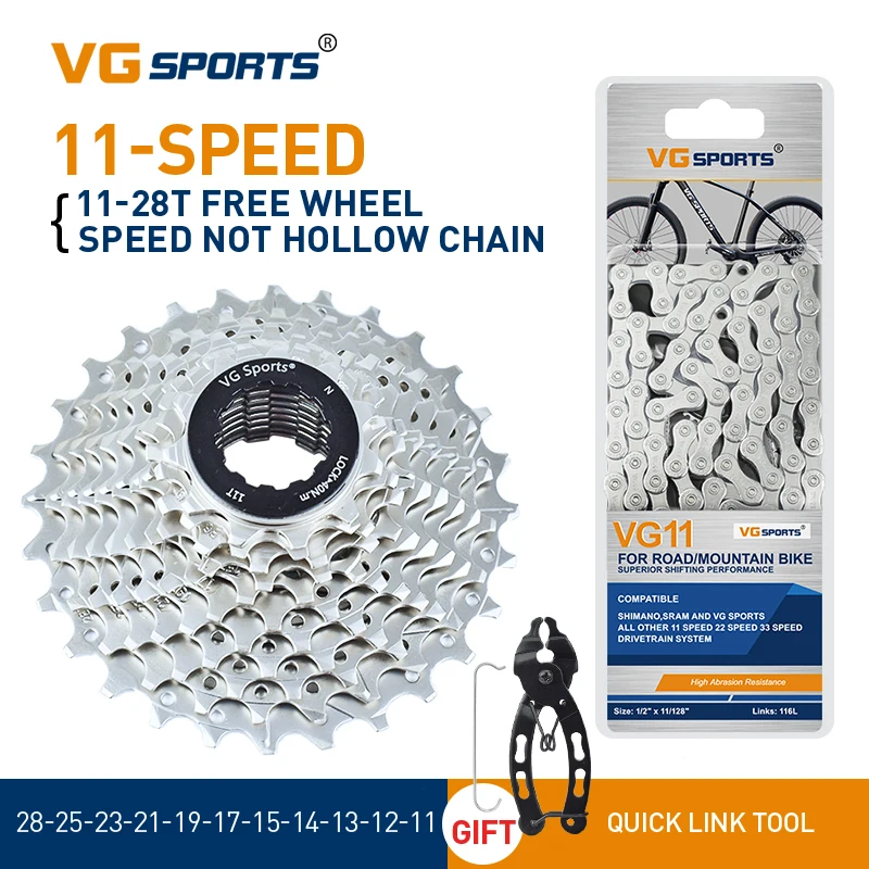 8 9 10 11 Speed Bicycle Freewheel Road Bike Sprocket Cassette Freewheel Velocidade Bike Wear-resistant Bike Parts+Bike Chain Set