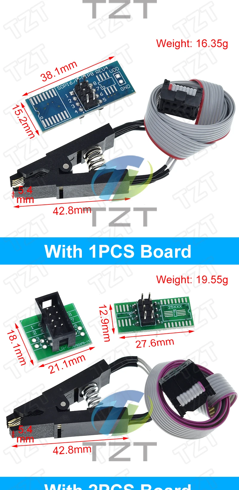 TZT 1/3PCS SOIC8 SOP8 Test Clip Für EEPROM 93CXX/25CXX/24CXX in-schaltung programmierung auf USB Programmierer TL866CS TL866A EZP2010 – Detail 5