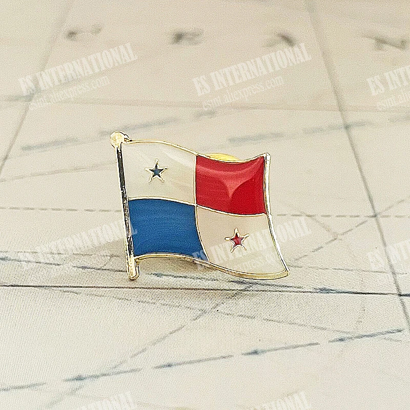 Panama National Flag Lapel Pins Crystal Epoxy Metal Enamel Badge Paint Broszka Souvenir Suit Personality Commemorative Gifts