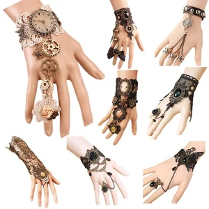 Steampunk -Handschuhe für Frauen, Vintage -Pulsmanschetten, viktorianische Armbänder, Fantasien, Schmuckzubehör, Spitzenkleidung für Mädchen 6 Hauptverkaufshandschuhe Cyberpunk - №5