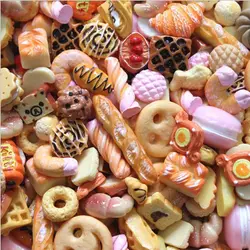 30 peças miniatura mista 1/6 escala, mini comida pães, biscoitos, bolo, rosquinha, blyth barba bjd, brinquedos de fantasia, acessórios