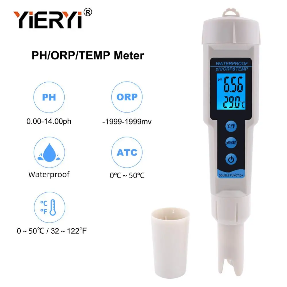 yieryi ORP-3569 ORP Meter 3 in 1 pH ORP TEMP Tester with Backlight Multi-parameter Digital Tri-Meter Water Quality Monitor