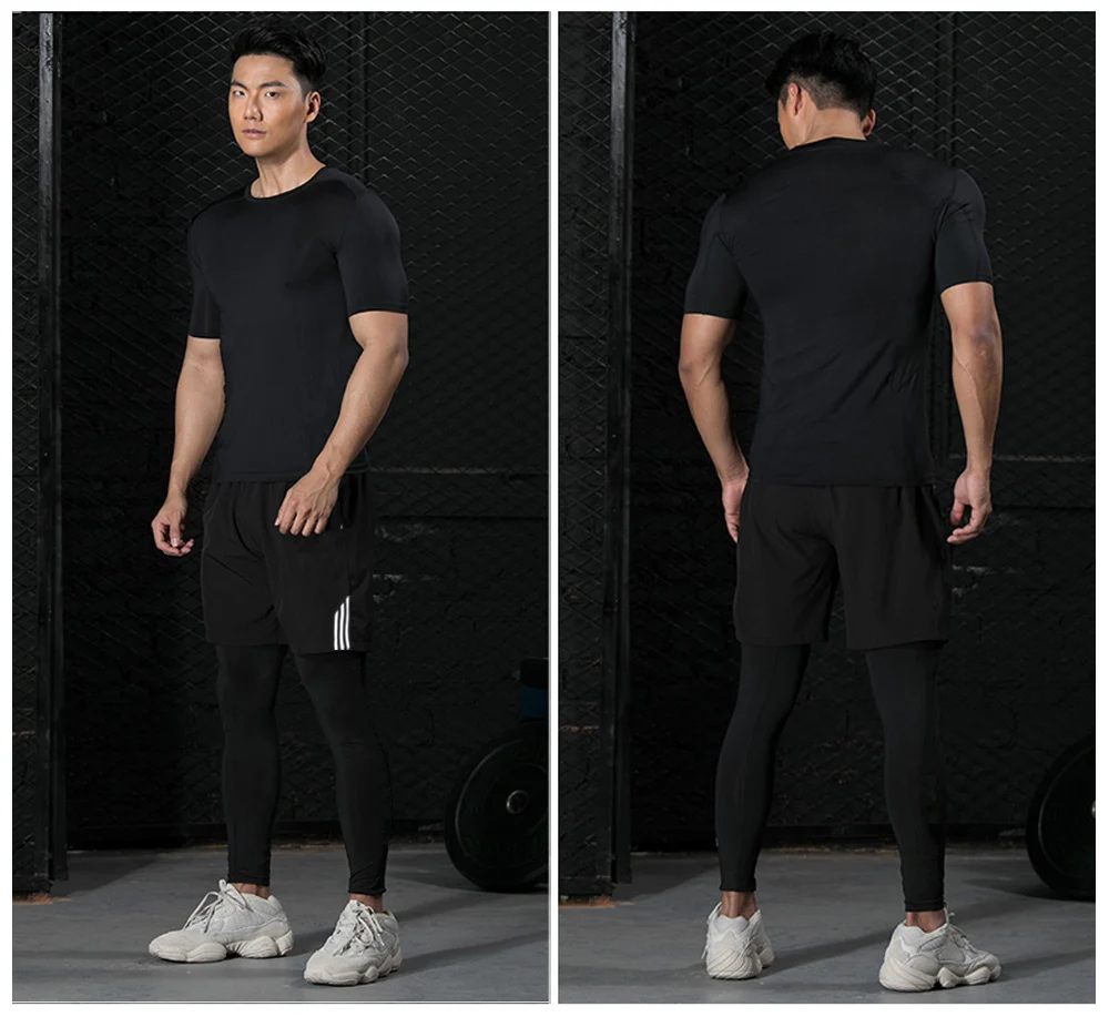 Gym T-shirt Men Running Shirts Compression Short Sleeves Sports Top Sun Protection Base Layer Skin rashgarda MMA Long Sleeves