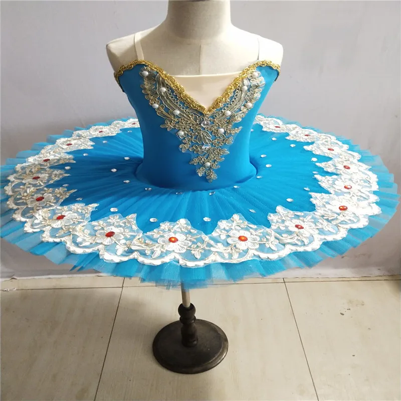 Women Ballet professional Ballet Tutu Dress Swan Lake Gold Delicate Lace Dress Girls Bailarina Diamond Stage Performance Costume