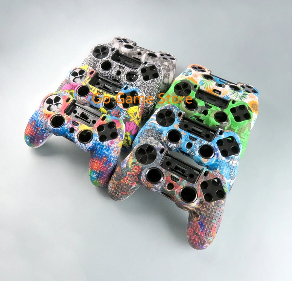 Para ps4 pro gamepad fino proteger camuflagem camo silicone guardas capa de pele manga macia caso graffiti