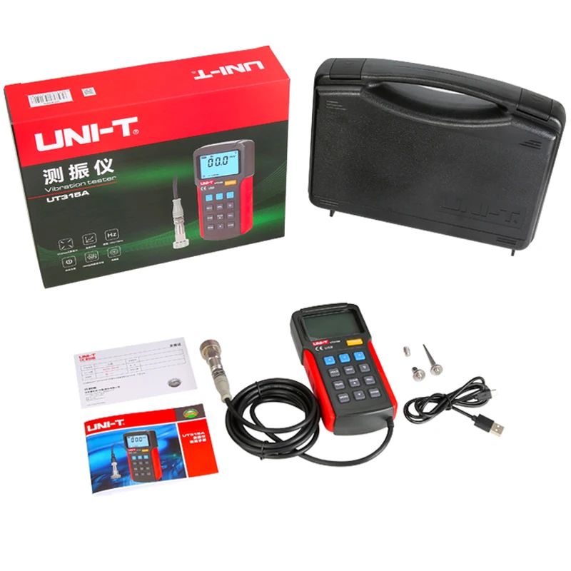 UNI-T UT315A اختبار الاهتزاز الرقمي تسارع الاهتزاز سرعة الإزاحة قياس USB توصيل الكمبيوتر لينة