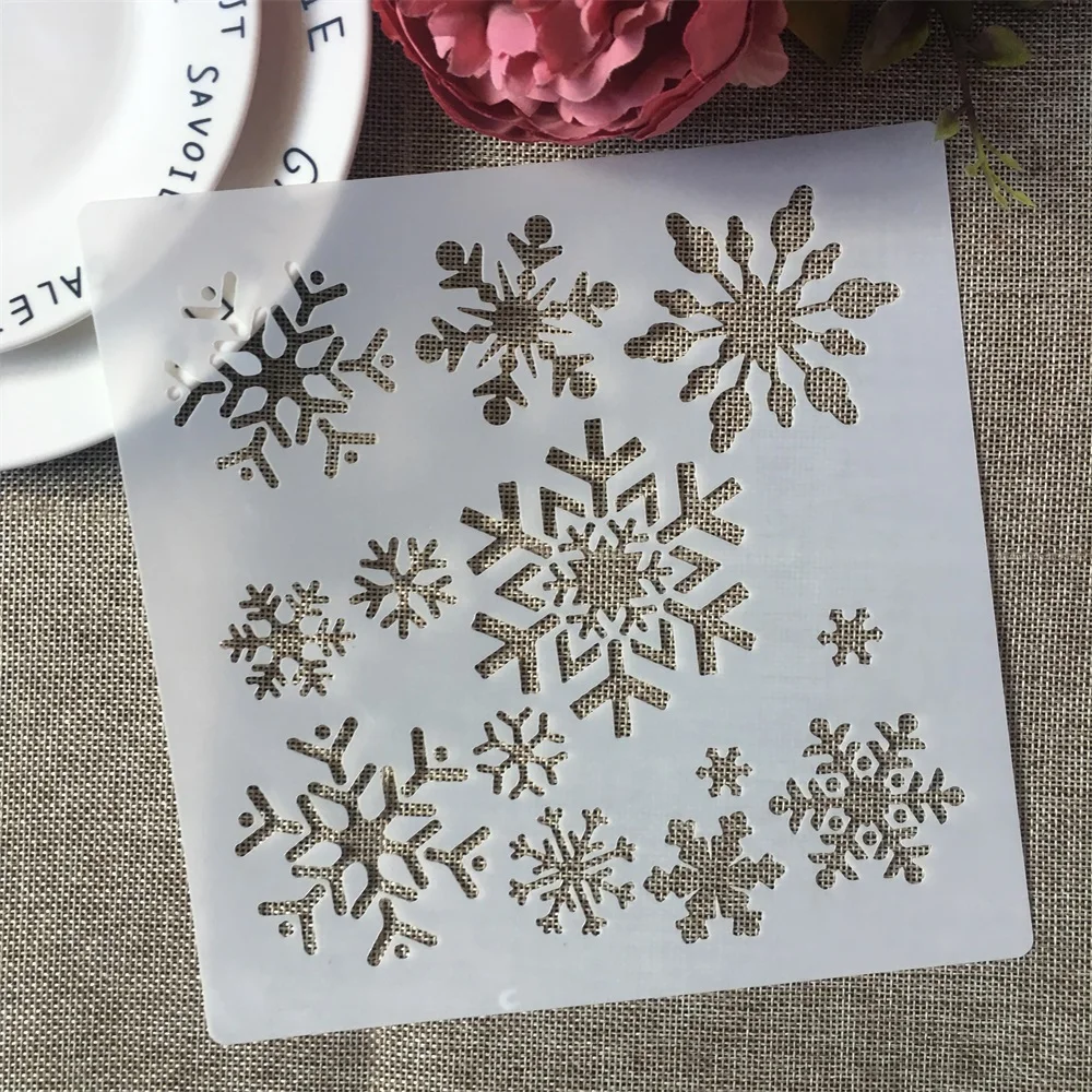 4Pcs 20*20cm Snowflake Winter DIY Layering Stencils Wall Painting Scrapbook Coloring Embossing Album Decorative Template