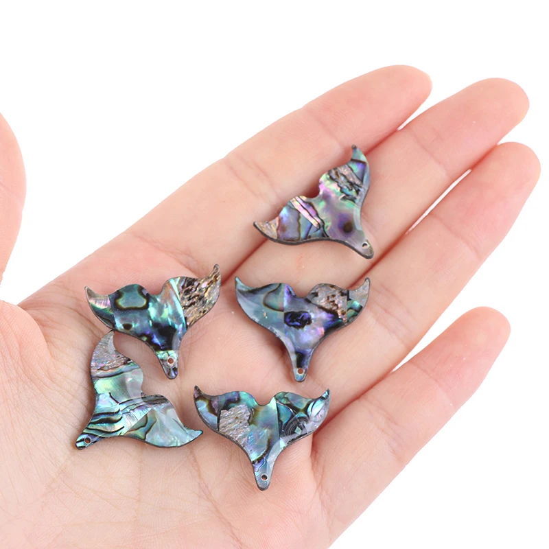 5PCS Natural Abalone Shell Fish Tail Pendants Charms Mother of Pearl Shell for DIY Jewelry Making Fishtail Seashell Gift 2.5x2cm