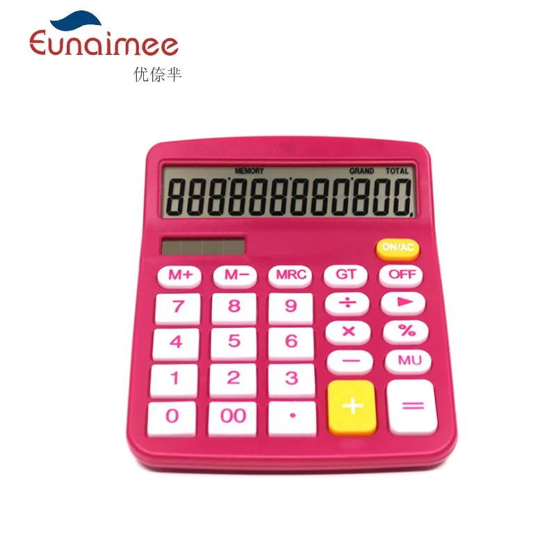 Calculadora de mesa de 12 dígitos grandes botões ferramenta contabilidade de negócios financeiros rosa cor vermelha para escritório escola presente