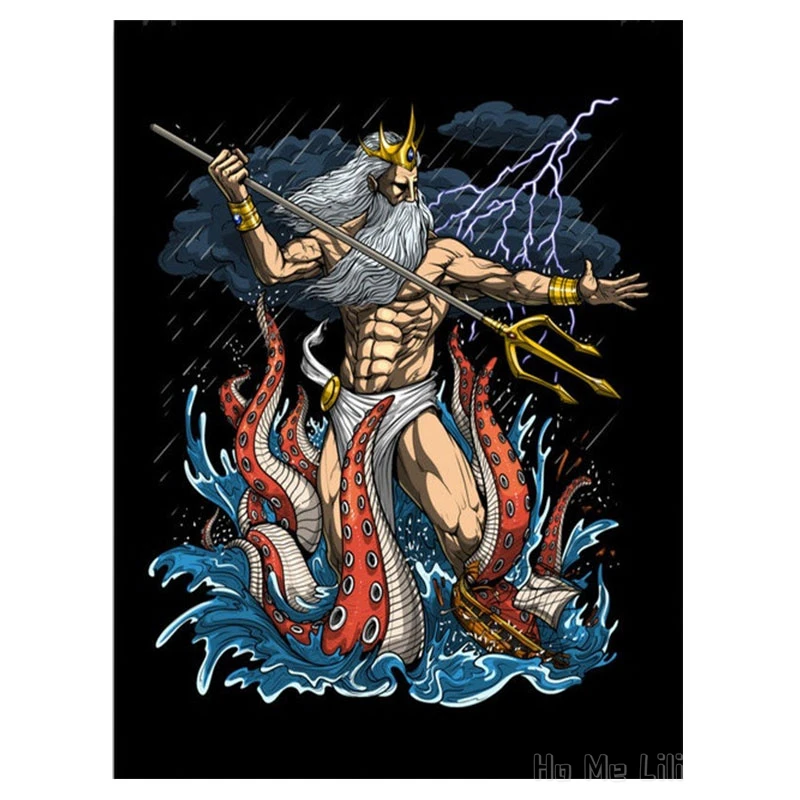 God Poseidon Canvas Poster Ancient Greek Mythology Wall Art Print History Room Decor Gift