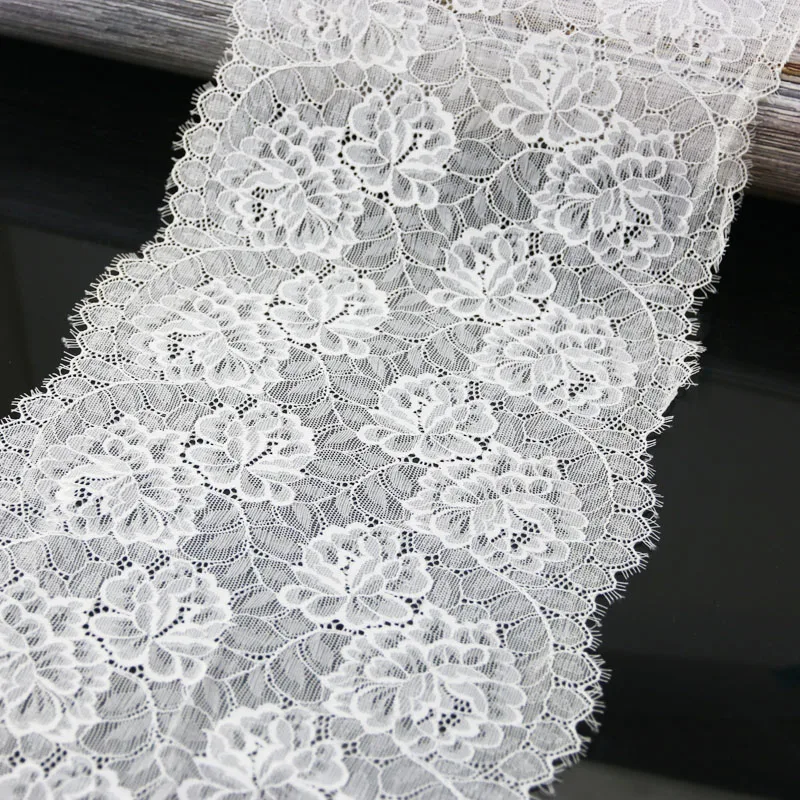 (3 meters) 23cm flower Stretch Lace Trims For Clothing Accessories Dress Sewing Applique Costume Lace Fabrics