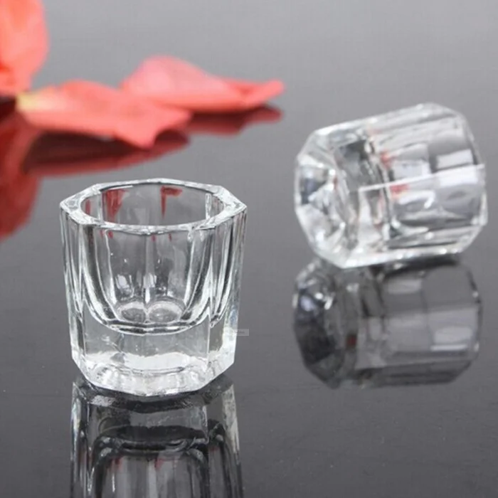 2Pcs Nail Acryl Liquid Cup Glas Crystal Bowl Cup Acryl Poeder Houder Container Manicure Gereedschap