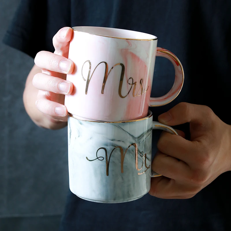 

400ML Mr and Mrs Mugs Set Unique Phnom Penh Coffee Mugs for Lover Marbling Mugs TeaCup Ceramic Couples Cups Special Mugs Gifts