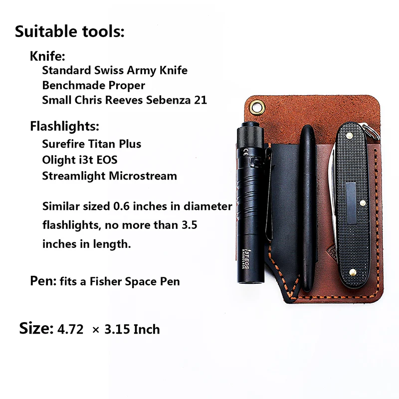 EASYANT organizador de bolsillo, funda de cuero para cuchillo, bolsa de herramientas EDC hecha a mano, accesorios multiherramienta