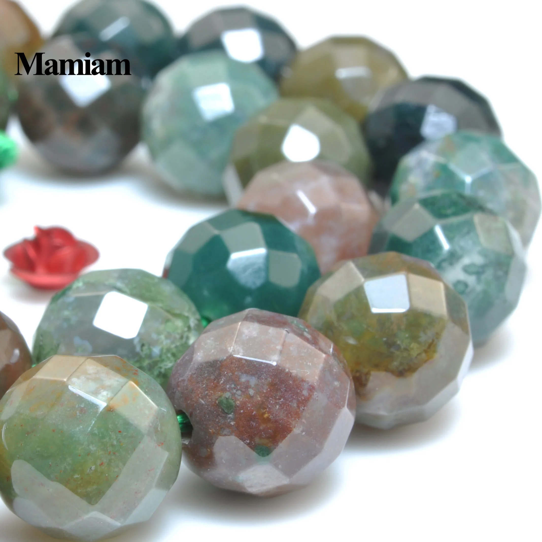 

Mamiam Natural A India Agate Beads 12mm Loose Faceted Round Stone Diy Bracelet Necklace Jewelry Making Gemstone Gift Design