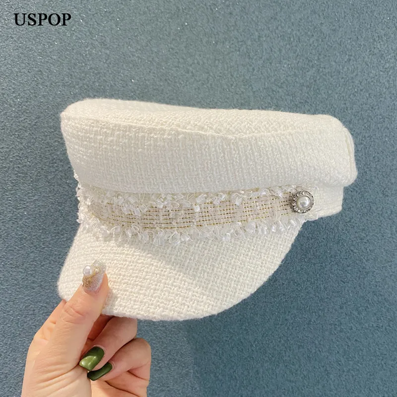 USPOP Women Spring Newsboy Caps Casual Flat Tweed Military Cap S/M/L