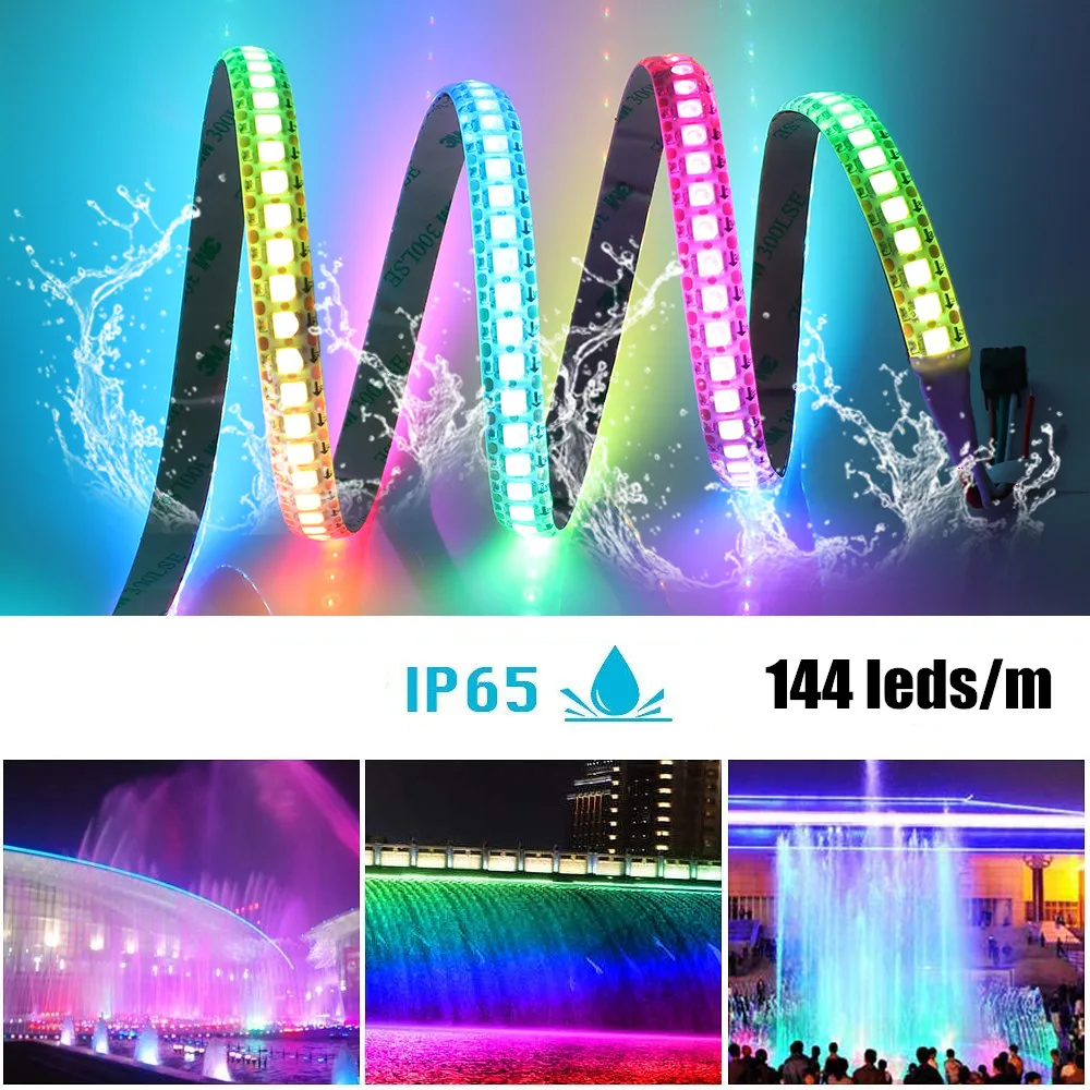 5V WS2812B LED Strip Smart Full Color 5050 RGB LED Strip 30/60/144 LEDs/m IP30 IP65 Waterproof WS2812b Tape 1m 2m 3m 4m 5m