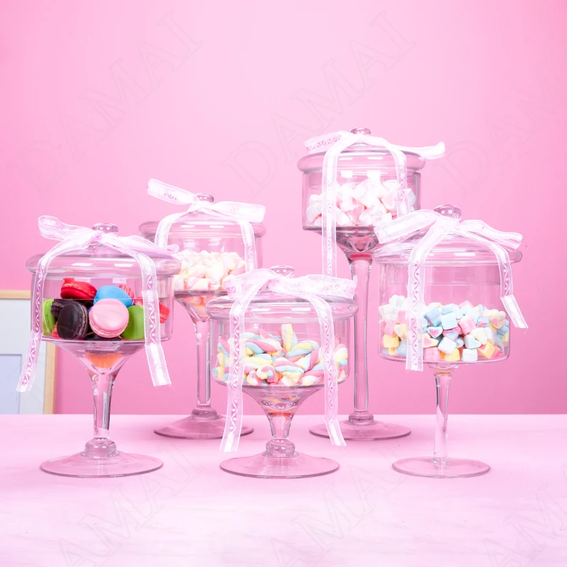 

Crystal Glass Jars with Lid Transparent Candy Cookie Stash Jar Snacks Sugar Dessert Tanks Offee Table Food Container Storage Box