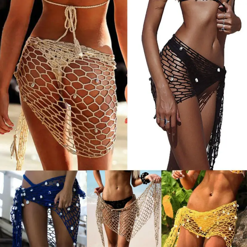 Frauen Strand Weben Hand Häkeln Wrap Schals Sexy Bikini Cover Up Sonnencreme Netze Rock Mesh Tunika Pareo Bademode heißer