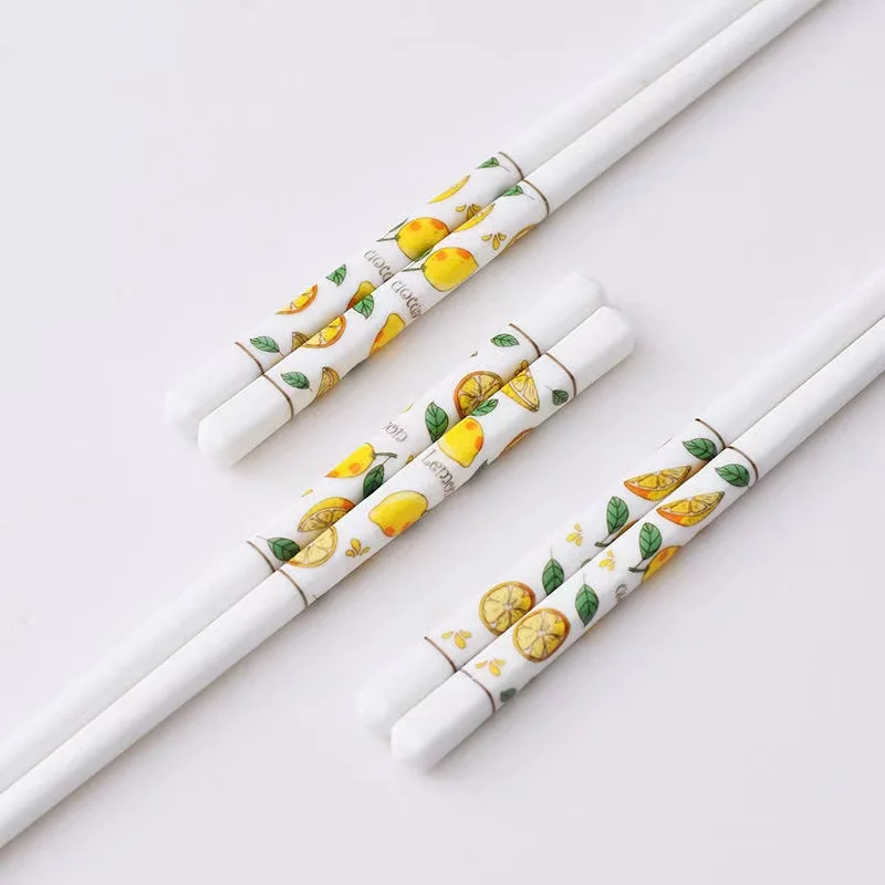 5Pairs/Set Fruit Ceramics Chopsticks Eco-friendly Kitchen Tool China Chopsticks Anti-Slip Ceramic Tableware