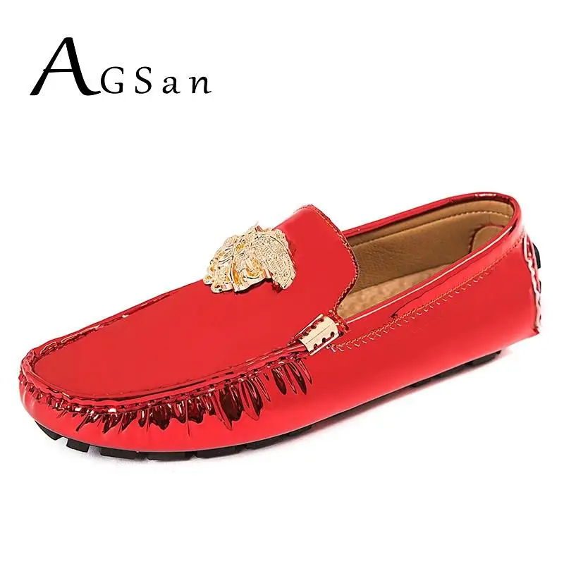 Designer Loafers Men Red Shoes for Wedding Party Fashion Driving Shoes Big Size 36-48 Handmade Loafers Ship On Flats Gold Shoes