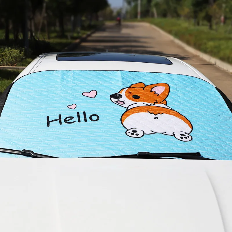 Car Front Windscreen Cover Visor Custom Logo Car Front Window Sun Shade Cover Summer Protection Automobile Sunshade Board Visor