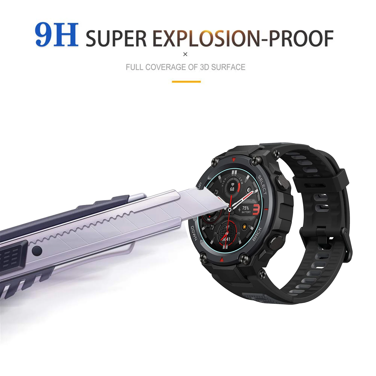 3 Gói Cho Amazfit T-Rex Pro Kính Cường Lực 9H Màng Bảo Vệ Chống Xước Chống-Rơi Vỡ