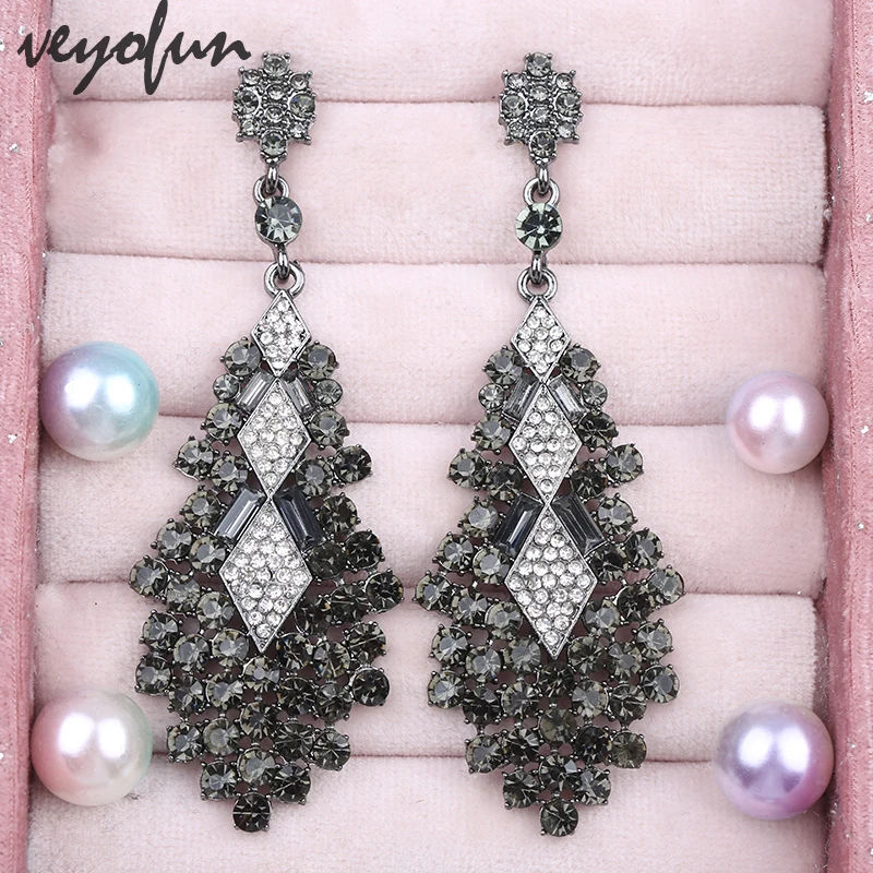 Veyofun Elegant Ethnic Full Rhinestone Drop Earrings Party Dangle Earrings For Women Fashion Jewelry Gift - Image 2