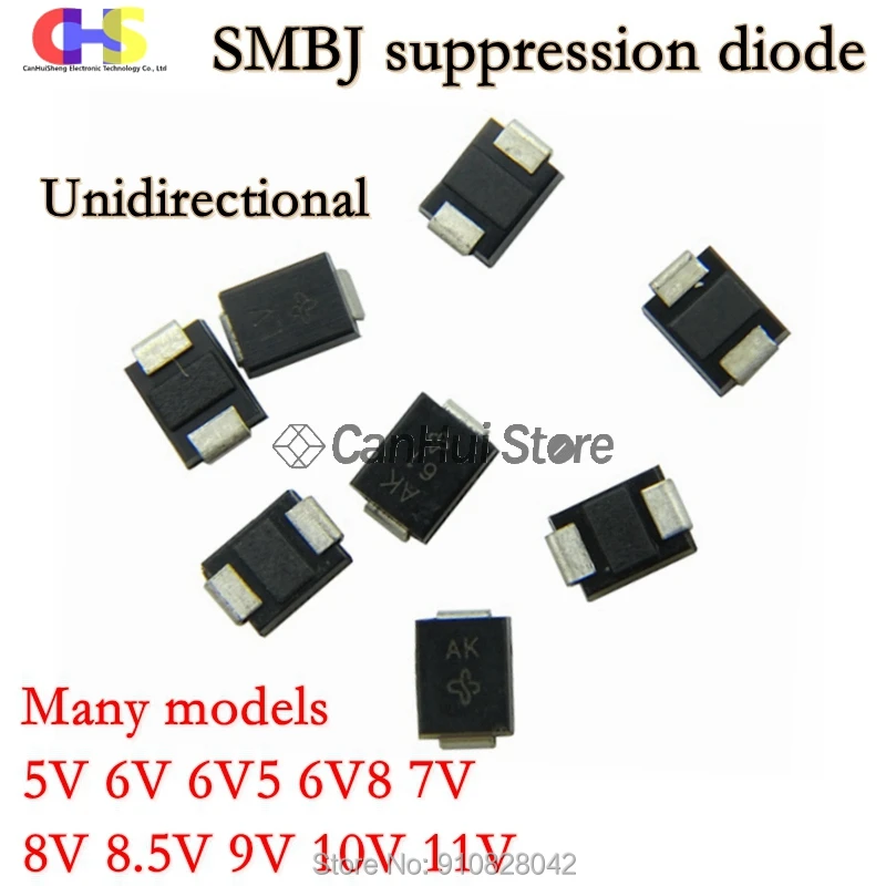 20pcs 600W SMB DO-214AA TVS Unidirectional DIODE SMBJ5A SMBJ6A SMBJ6.8A SMBJ7A SMBJ8A SMBJ8.5A SMBJ9A SMBJ10A SMBJ11A