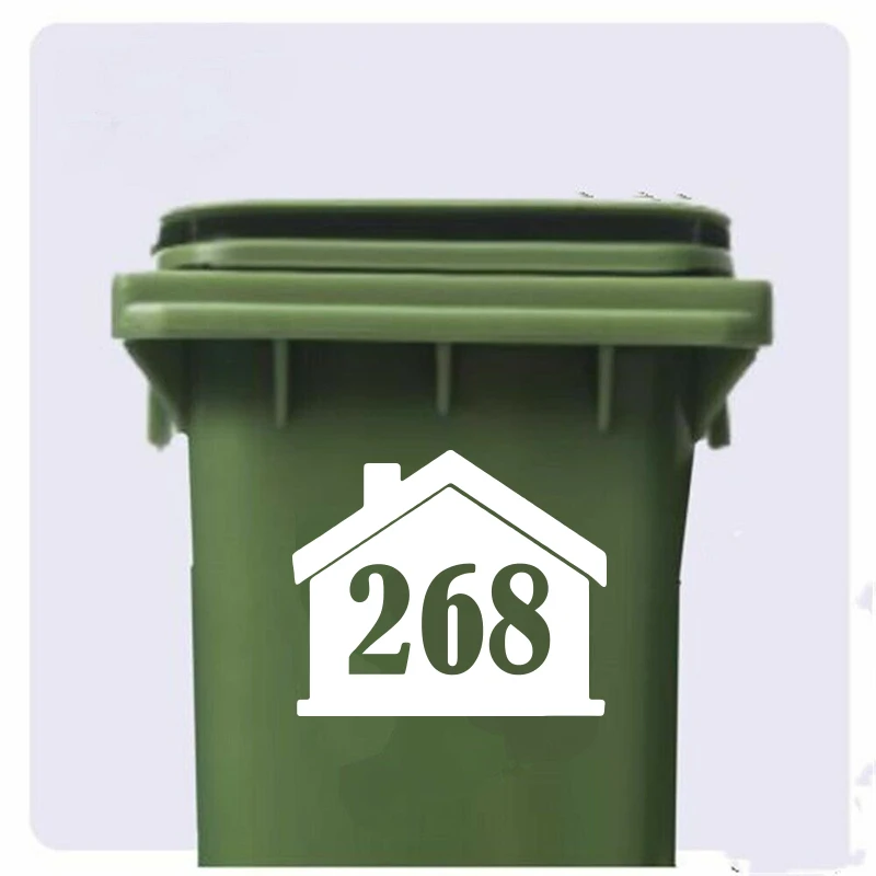 4Pcs Custom Rubbish Trash Can Wheelie Bin House Number Stickers Decal Garage Home Decor